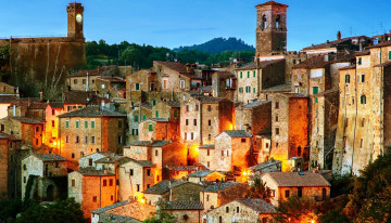 Картинка сорано +италия города -+здания +дома дома огни деревья башни