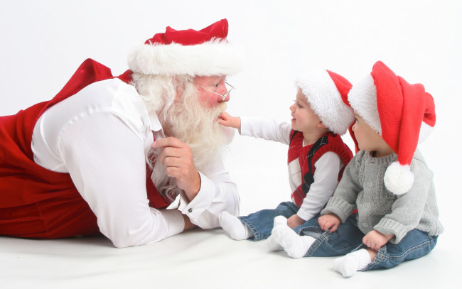 Обои картинки фото праздничные, дед мороз,  санта клаус, дети, санта, клаус, дед, мороз