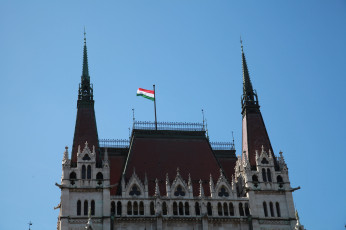обоя города, будапешт , венгрия, башни, флаг