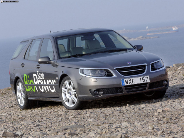 Обои картинки фото saab, estate, bio, power, 2006, автомобили