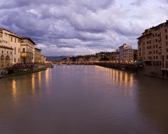 Обои картинки фото города, огни, ночного, florence, italy