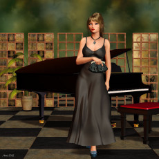 Картинка 3д графика people люди пианино девушка