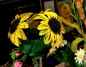 Картинка разное ремесла поделки рукоделие цветы подсолнухи бисер бисероплетение