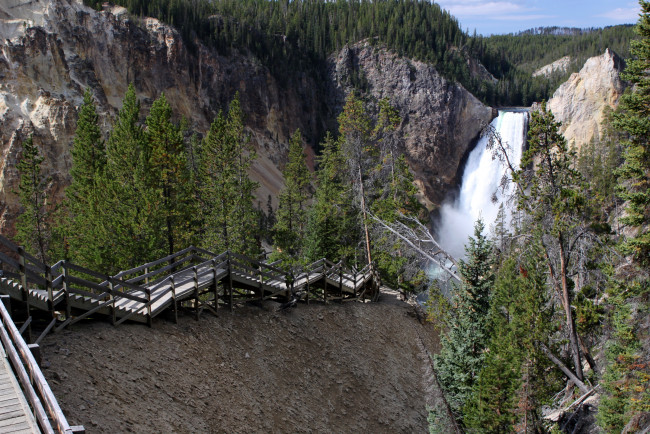 Обои картинки фото природа, водопады, горы, лестница