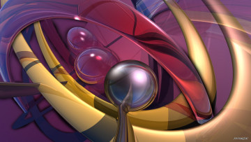 Картинка 3д графика abstract абстракции линии изгибы фон шар