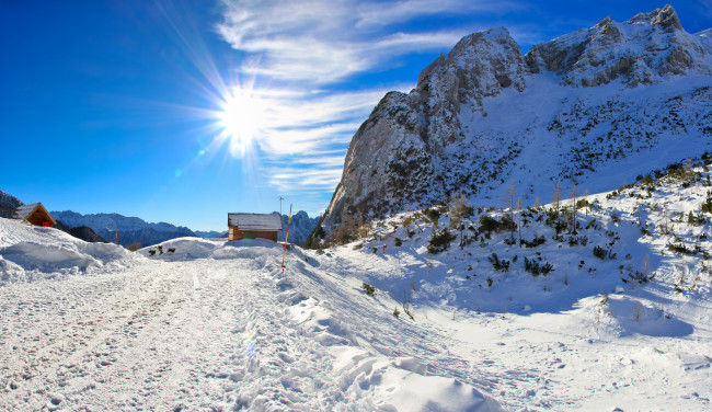 Обои картинки фото словения, природа, зима, горы, снег