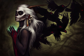 Картинка фэнтези демоны рога демон кровь вороны fernanda+suarez