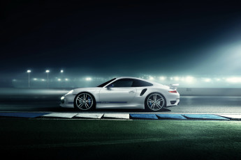 Картинка 2014+porsche+911+turbo+ techart автомобили porsche ночь тюнинг белый огни