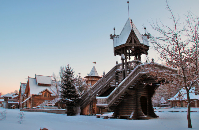 Обои картинки фото россия   санкт-петербург павловск, города, санкт-петербург,  петергоф , россия, беседка, дома, снег, павловск, зима