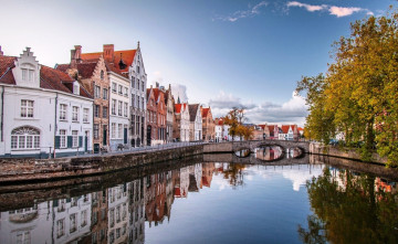 Картинка красочный+город+на+реке города брюгге+ бельгия красочный город на реке