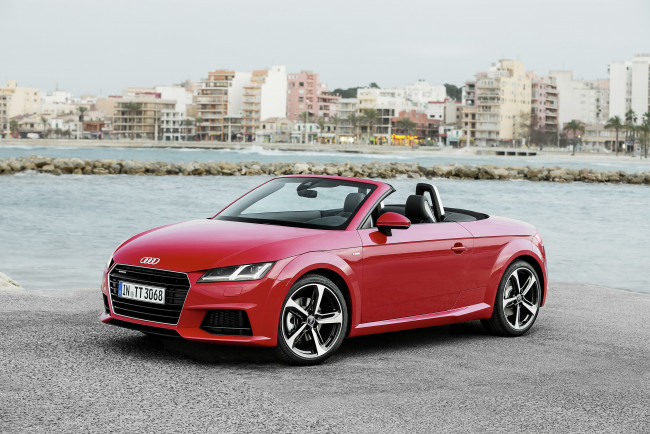 Обои картинки фото автомобили, audi, tt, красный, 2014г, 8s, s, line, quattro, tfsi, 2-0, roadster