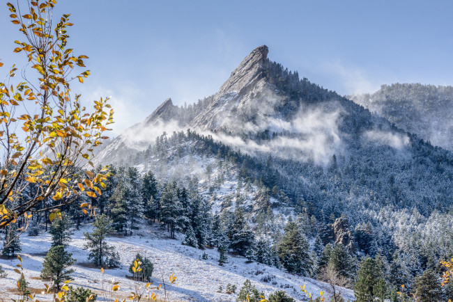 Обои картинки фото природа, горы, гора, лес, снег