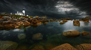 Картинка природа маяки море камни ночь маяк