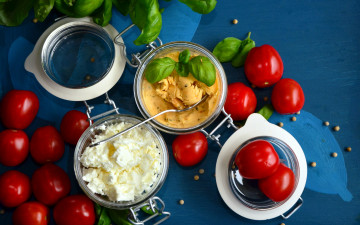 Картинка еда салаты +закуски помидоры паштеты базилик томаты