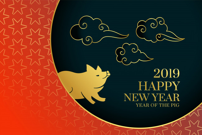 Обои картинки фото праздничные, векторная графика , новый год, китайский, новый, год, 2019г