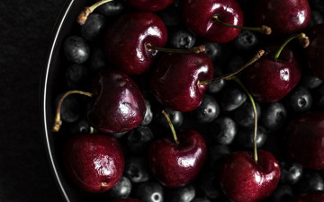 Картинка еда фрукты +ягоды черешня черника