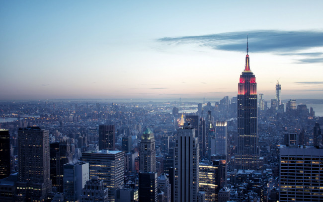 Обои картинки фото new, york, city, города, нью, йорк, сша, небоскрёбы, панорама, ночной, город