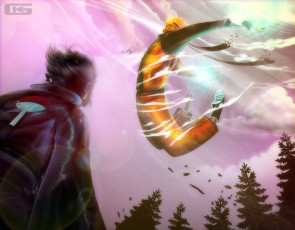 Картинка аниме naruto наруто саске парни бой в полёте ель облака разенган небо