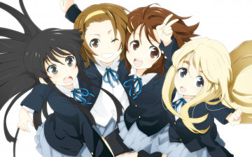 Картинка аниме k-on радость крики группа школьницы девочки