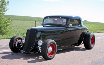 обоя ford coupe hot rod 1933, автомобили, hotrod, dragster, классика, едет, купе, хот-род, форд, 1933