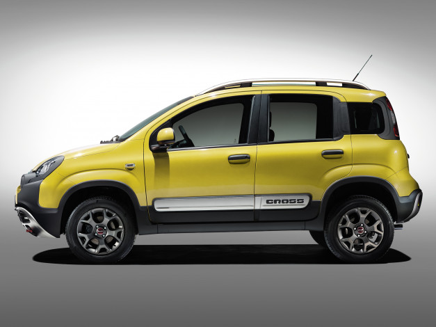 Обои картинки фото автомобили, fiat, panda, cross, 319, 2014, желтый