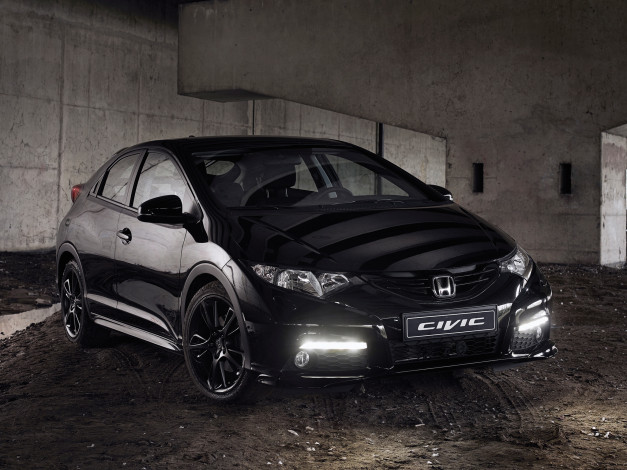Обои картинки фото автомобили, honda, 2014г, темный, civic, black, edition