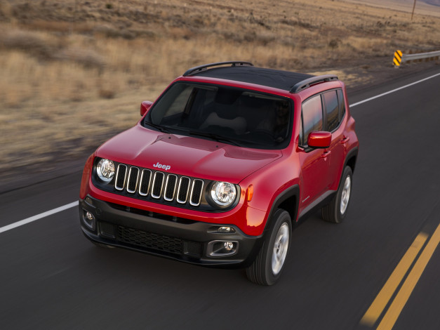 Обои картинки фото автомобили, jeep, красный, 2014, renegade, latitude