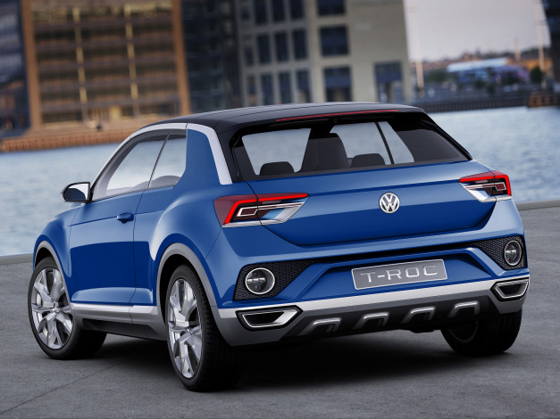 Обои картинки фото автомобили, volkswagen, t-roc, concept, 2014, синий