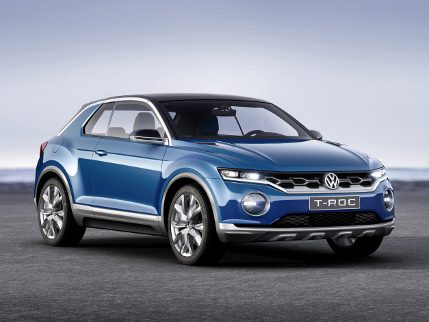 Обои картинки фото автомобили, volkswagen, t-roc, concept, 2014, синий