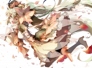 Картинка аниме vocaloid девушка арт saihate hatsune miku туфли улыбка платье взгляд цветы радость