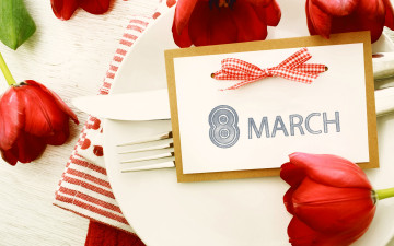 Картинка праздничные международный+женский+день+-+8+марта march 8 женский день сервировка тюльпаны тарелка марта tulips holidays