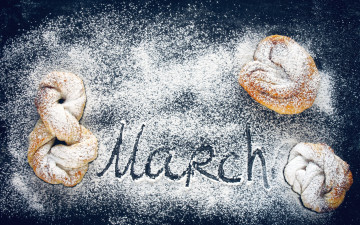 Картинка праздничные международный+женский+день+-+8+марта 8 марта сахарная пудра булочки выпечка