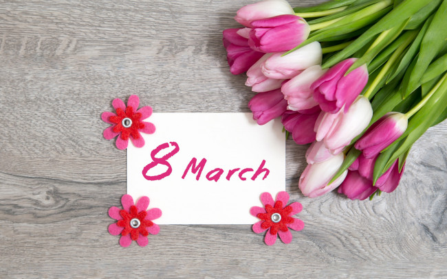 Обои картинки фото праздничные, международный женский день - 8 марта, tulips, 8, марта, wood, pink, тюльпаны, розовые