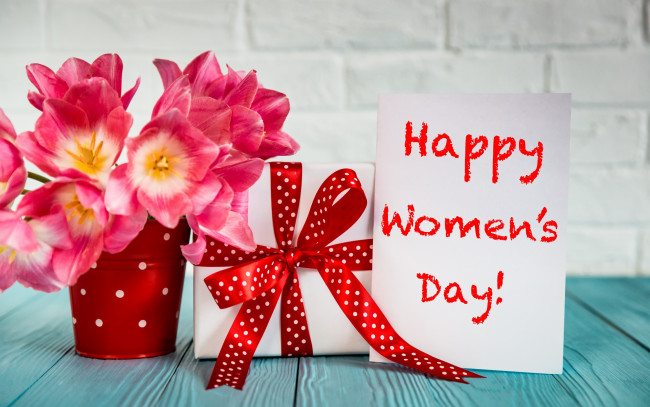 Обои картинки фото праздничные, международный женский день - 8 марта, 8, марта, love, тюльпаны, gift, цветы, tulips, romantic, pink, colorful
