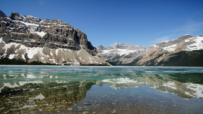Обои картинки фото природа, реки, озера, горы, озеро, снег, скалы
