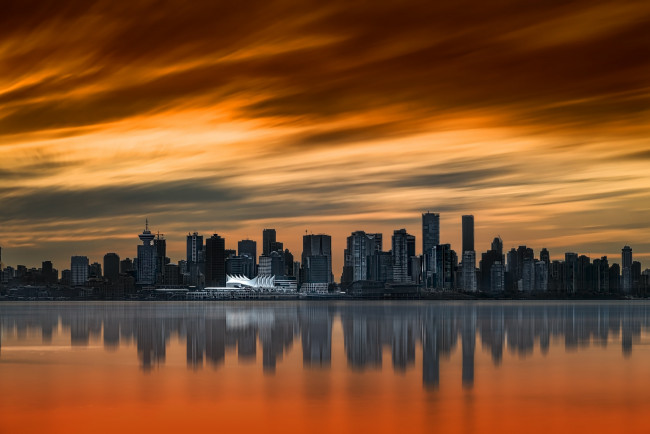 Обои картинки фото города, ванкувер , канада, закат, город, vancouver