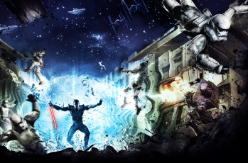 Картинка видео+игры star+wars +the+force+unleashed солдаты здание взрыв имперцы