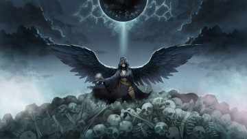 Картинка фэнтези ангелы черепа скелеты ангел смерти
