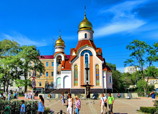 Обои картинки фото владивосток, города, владивосток , россия, город, церковь