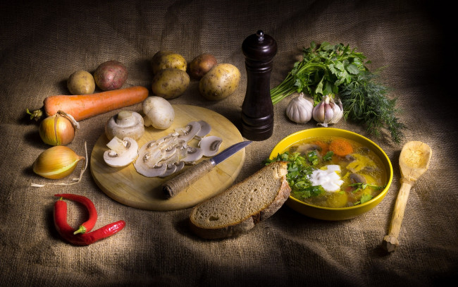Обои картинки фото еда, первые блюда, грибной, суп