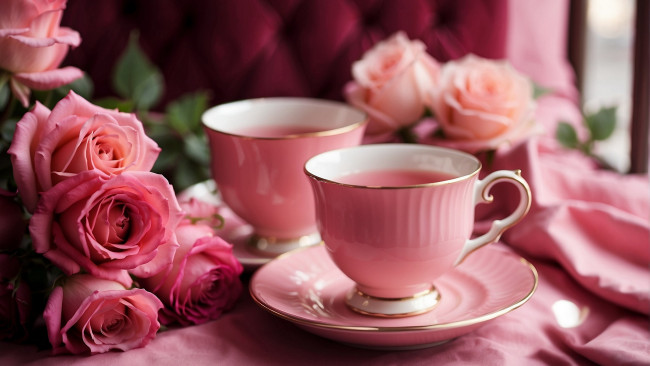 Обои картинки фото еда, напитки,  чай, розы, чай, бутоны