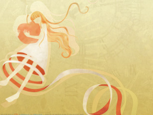 Картинка векторная графика аниме девушка яблоко волосы платье