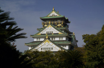 Картинка города замки Японии осака замок Япония