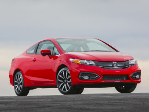 обоя автомобили, honda, красный, civic, coupe, 2014г