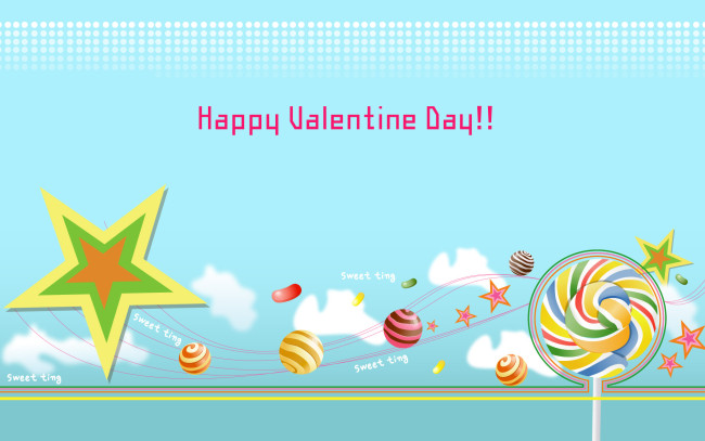 Обои картинки фото праздничные, день святого валентина,  сердечки,  любовь, звезды, шары, леденцы, конфеты, пожелание, поздравление, надпись