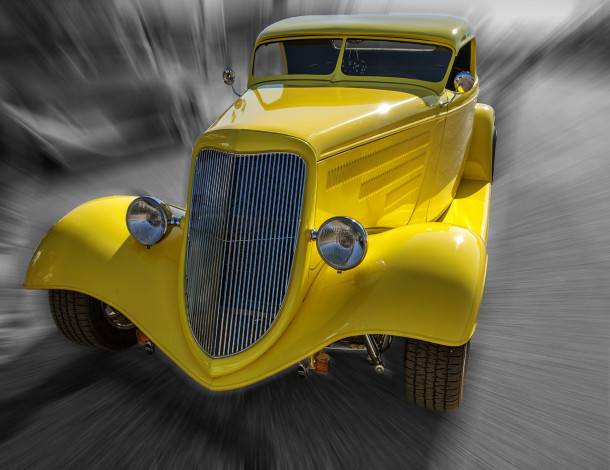 Обои картинки фото автомобили, custom classic car, желтый