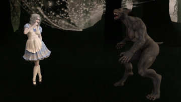 Картинка 3д+графика фантазия+ fantasy девушка взгляд фон существо