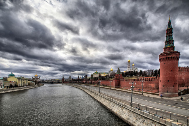 Обои картинки фото moscow,  kremlin, города, москва , россия, набережная, река