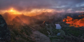 Картинка природа восходы закаты облака горы