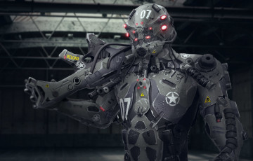 Картинка фэнтези роботы +киборги +механизмы робот оружие exo mech